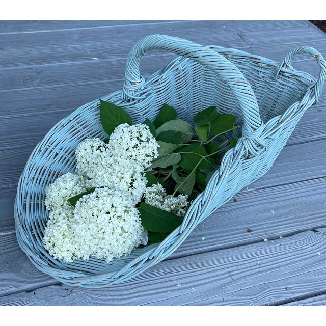 Vintage Large Wicker Gathering Harvest Basket For Sale - Image 9 of 12
