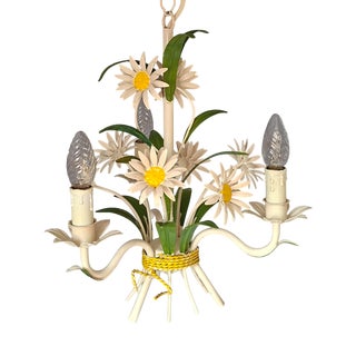 French Toleware Floral Chandelier, 1970s For Sale