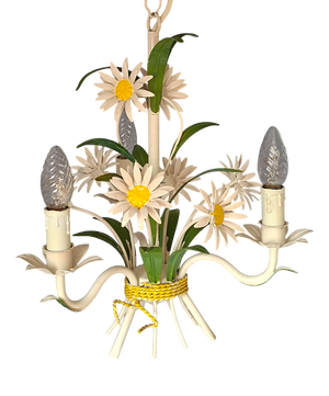 French Toleware Floral Chandelier, 1970s