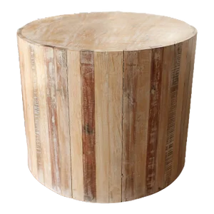 Vintage Rustic Farmhouse/Wabi Sabi Round Drum Side Table