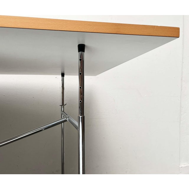 Brown Minimalist Chrome Desk or Dining Table by Egon Eiermann for Wieland For Sale - Image 8 of 18