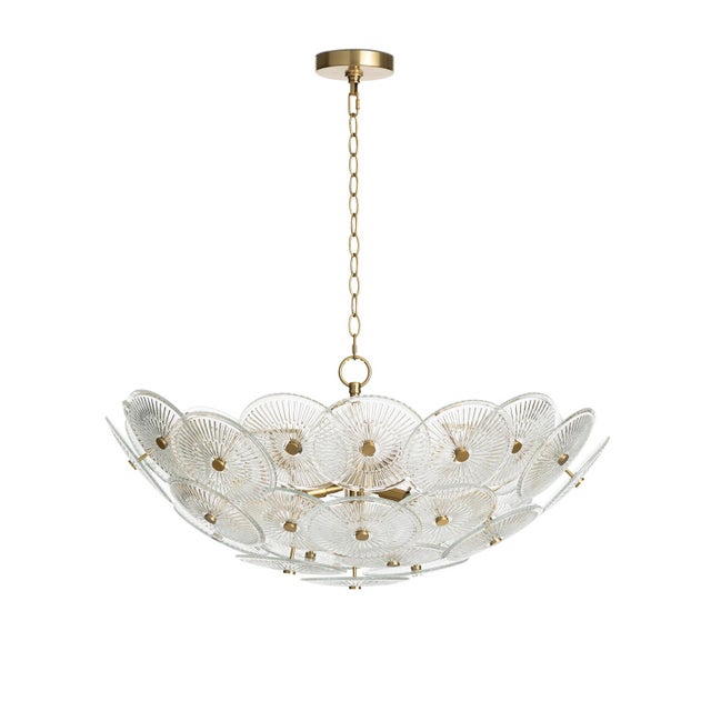 Contemporary Holly Glass Disc Chandelier, Clear For Sale - Image 3 of 7