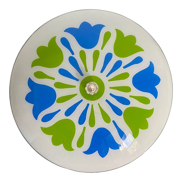 1960s Graphic Floral Ceiling Light For Sale