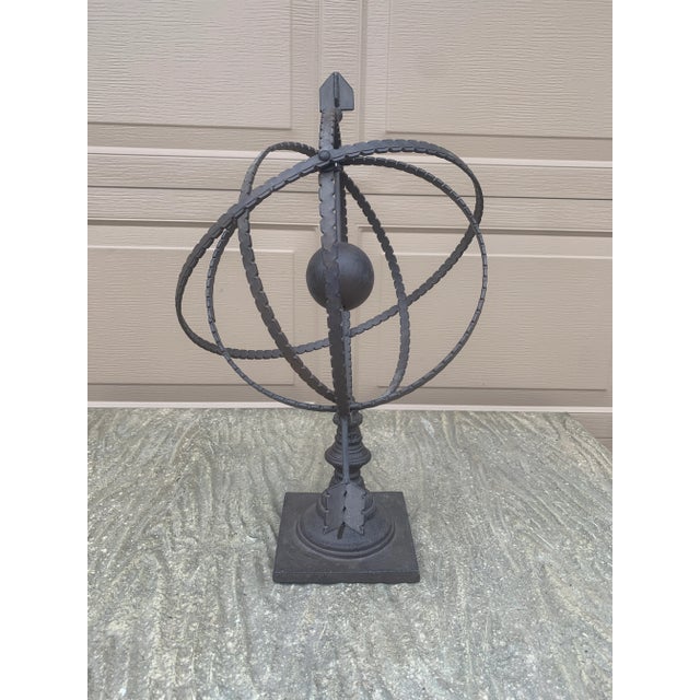 Large Classical Iron Armillary Sphere Garden Sculpture on Stand – English Estate Style For Sale - Image 10 of 10