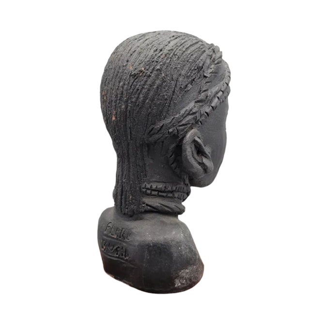 Late 20th Century Signed Flora Busia Sculpted Clay Bust of Maasai Woman For Sale In Boston - Image 6 of 10
