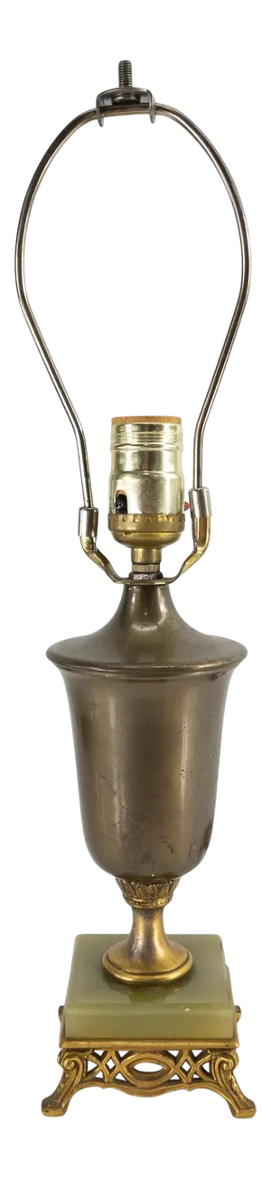 Late 20th Century Decorative Brass and Onyx Gilt Table Boudoir Lamp