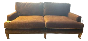Two Seater Brown Velvet Sofa With Casters