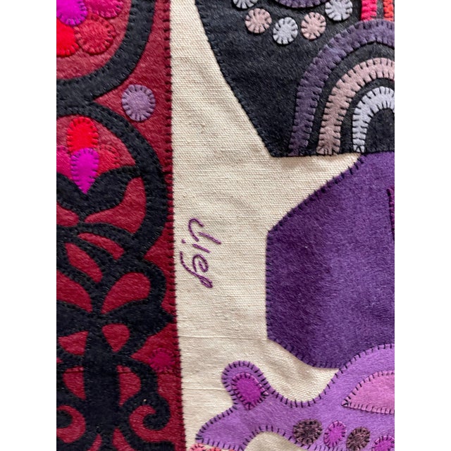 Kopel Gurwin, Wool Felt Craft Applique Vintage Israeli Judaica Folk Art Tapestry Kopel Gurwin For Sale In Miami - Image 6 of 8