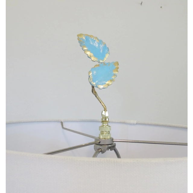 Custom made by my Studio. Pair of eye-catching bright and colorful gold leaf and enamel Vintage Italian Leaf finials....