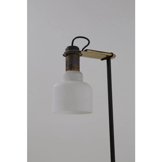 Vintage Italian Brass and Opal Glass Floor Lamp from Oluce, 1950 For Sale - Image 6 of 12