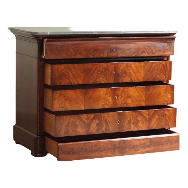 Louis-Philippe Secretaire in Mahogany with Marble Top For Sale