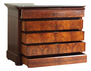 Louis-Philippe Secretaire in Mahogany with Marble Top
