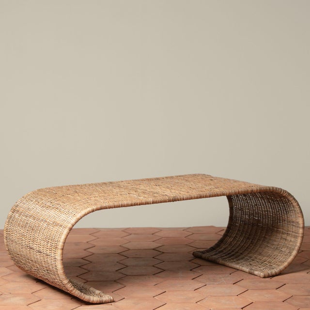 Coastal Vintage Inspired Healdsburg Wicker Coffee Table For Sale - Image 3 of 4