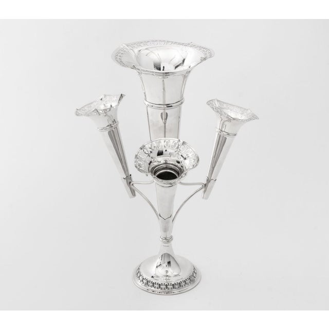 Early 20th Century Early 20th Century S.J. Levi & Co. Silver Plate Four Trumpet Epergne For Sale - Image 5 of 8