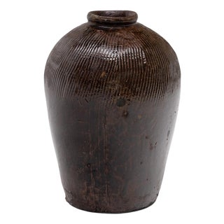 Chinese Ridged Wine Jar, C. 1900 For Sale