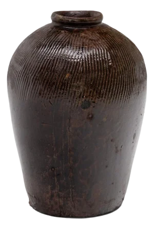 Chinese Ridged Wine Jar, C. 1900