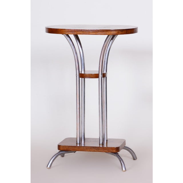 Art Deco Pedestal in Walnut & Chrome, France, 1930s For Sale - Image 11 of 11