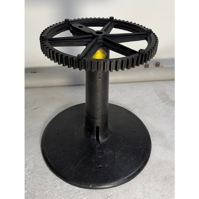 Industrial 1920s Industrial Pedestal Table With Glass Top For Sale - Image 3 of 12