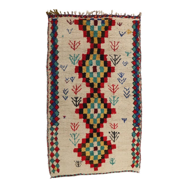 Colorful Vintage Moroccan Azilal Rug - 05'04 X 09'00 For Sale