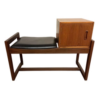 Vintage Teak Entry Bench or Telephone Table For Sale