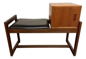 Vintage Teak Entry Bench or Telephone Table