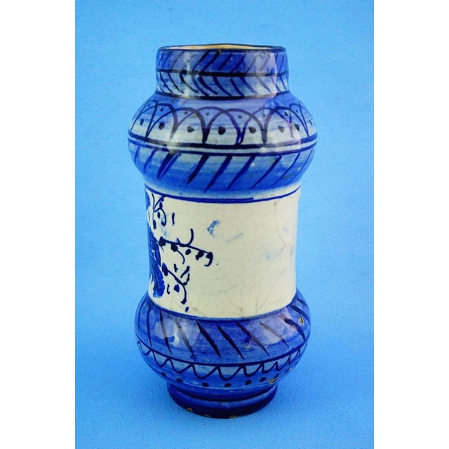 Baroque 17th Century Albarello Pharmacy Jar in Ligurian Ceramic, Italy For Sale - Image 3 of 18