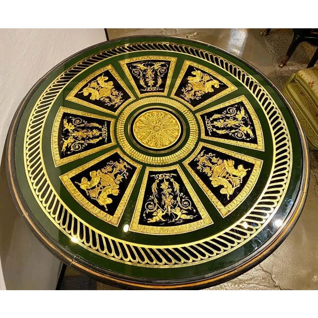 Hollywood Regency French Neoclassical Style Églomisé Center Table, End Table For Sale - Image 4 of 13