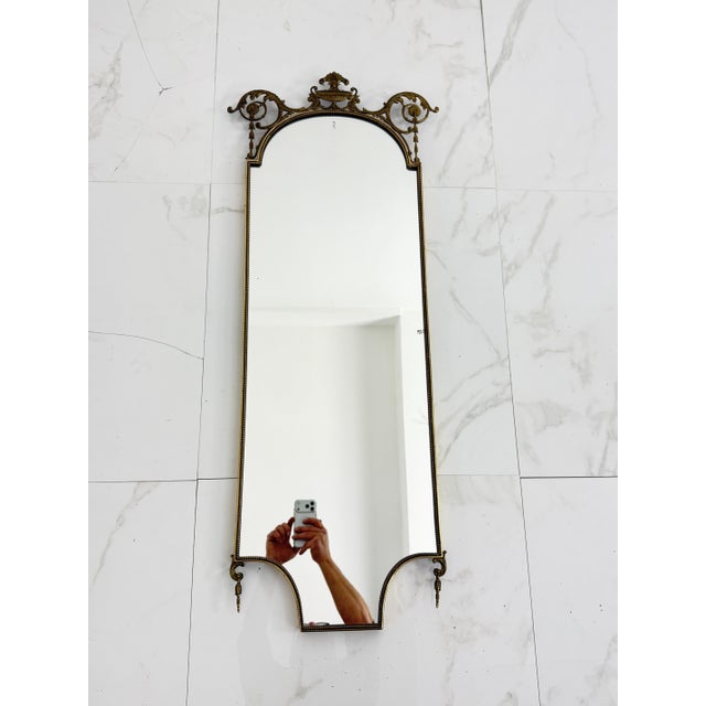 Mid-Century Modern Mid-Century Italian Brass Wall Mirror, 1940s For Sale - Image 3 of 14