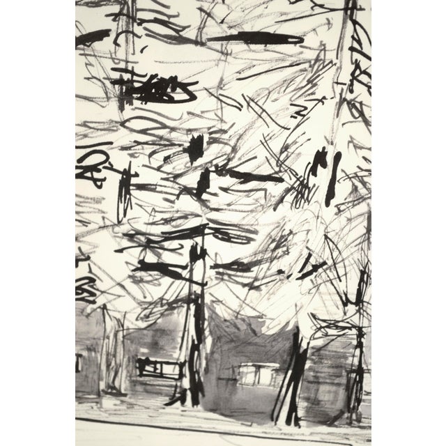 2010s Cabin in the Woods, India Ink Forest Landscape With Redwood Trees by Michael Pauker For Sale - Image 5 of 9