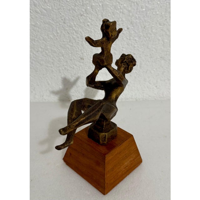 Mid 20th Century Chaim Gross, Chaim Gross Mid Century Mod Bronze Sculpture Mother and Baby Playing WPA Artist For Sale - Image 5 of 11