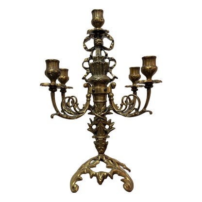 French Napoleon III Revival Candleholder in Gilt Brass For Sale