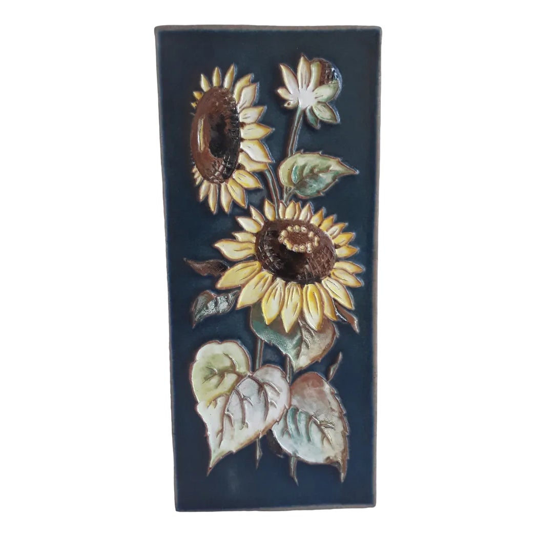 Mid-Century Ceramic Mural Sonnenblumen by Anita Fuchs for