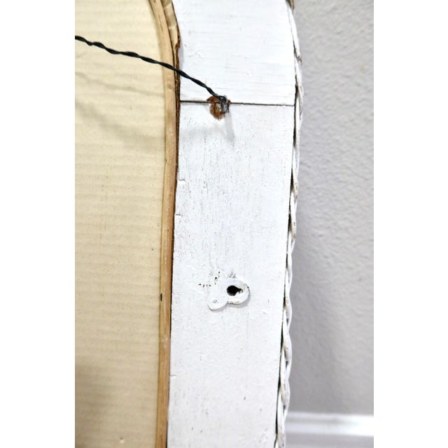 Vintage White Wicker Oval Wall Mirror For Sale In Austin - Image 6 of 8