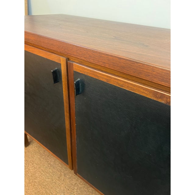 Black Mid Century Jack Cartwright for Founders Walnut and Black Leather Credenza For Sale - Image 8 of 10