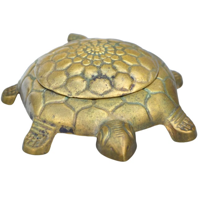 Mid 20th Century Handcrafted Italian Brass Turtle-Figurine Box Accent For Sale In New York - Image 6 of 9