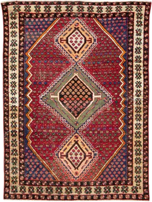 Vintage Persian Shiraz Rug – Size: 4' 9" X 6'5"