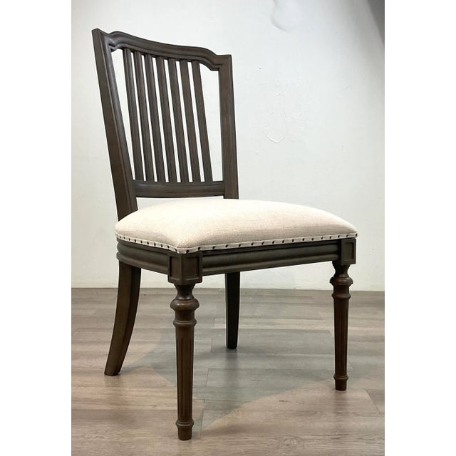 French Transitional Gray Wood Dining Chairs Set of 8 For Sale - Image 9 of 10