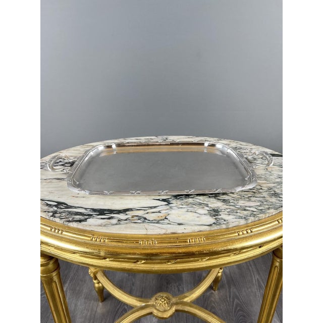 20th Century Silver-Plated Metal Serving Tray For Sale - Image 6 of 10