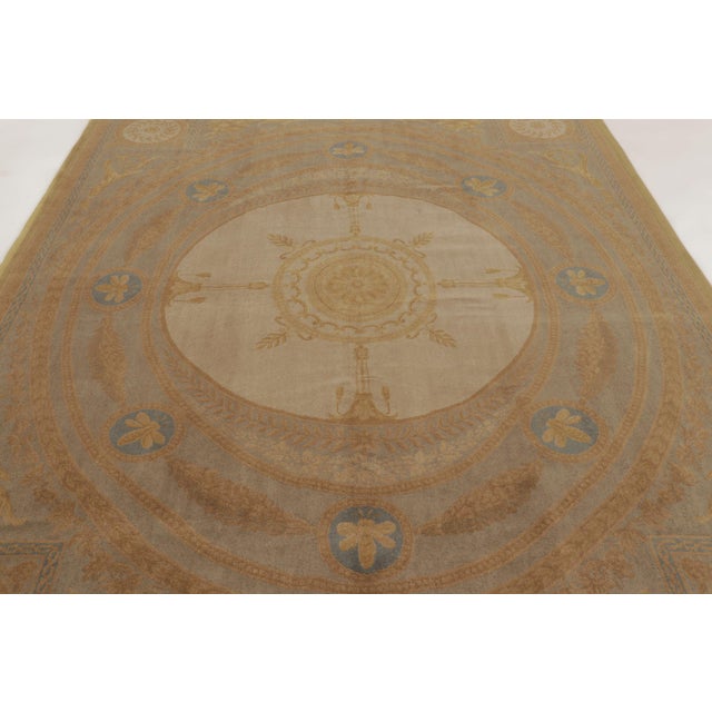 Traditional Antique French Aubusson Rug With Ornate Golden Floral Medallion - Rug & Kilim For Sale - Image 3 of 10