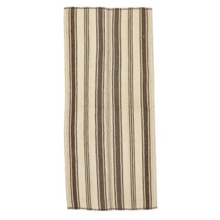1960s Vintage Natural Striped Kilim Rug- 2′8″ × 5′10″ For Sale