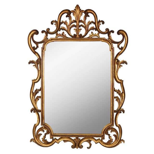 Rococo Italian Giltwood Vintage Florentine Mirror For Sale - Image 3 of 6