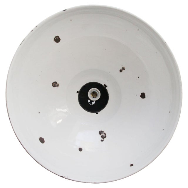 Industrial Large Vintage Industrial French Black Enamel Pendant Light from Mazda For Sale - Image 3 of 6