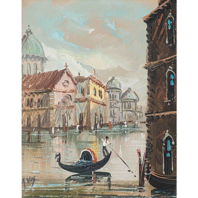 Mid-Century Italian Venice Canal Oil Paintings Signed DeVity - Pair For Sale - Image 4 of 17