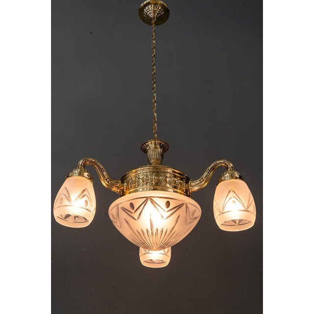 Chandelier with Cut Glass Shades, Vienna, Austria, 1890s For Sale - Image 15 of 18
