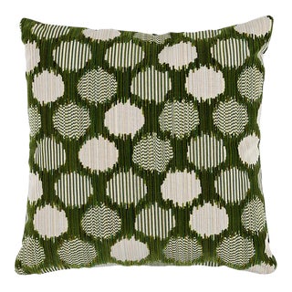 Schumacher Cirque Velvet 22" Pillow in Green For Sale