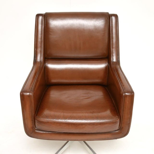 Vintage Danish Leather Swivel Desk Chair, 1960s For Sale - Image 9 of 14