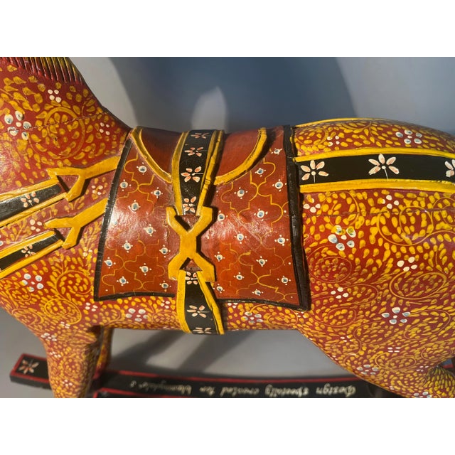Folk Art Vintage Rocking Horse Folk Art Handcrafted in India Designed for Bloomingdales For Sale - Image 3 of 8