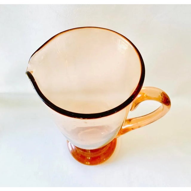 Vintage Pink Glass Cocktail Pitcher For Sale - Image 4 of 9