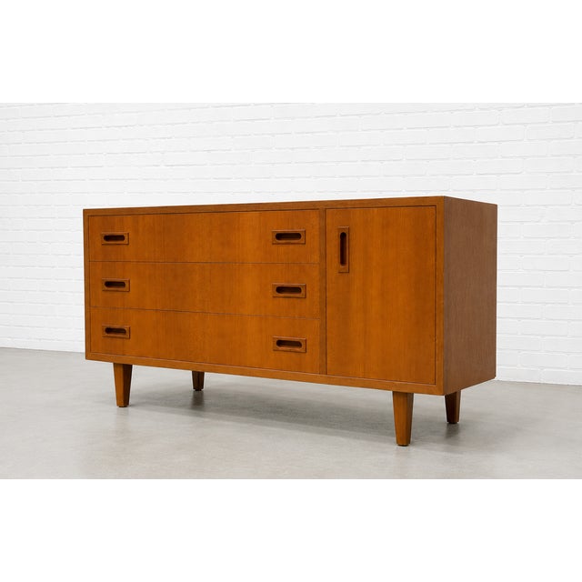 Wood Danish Mid Century Modern Teak Credenza | Low Sideboard, Compact Apartment Size, Denmark, C. 1960’s For Sale - Image 7 of 10