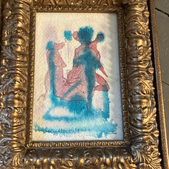 Original 4 x 6 painting on paper from a collection of Wesley Lea works listed & shown at the Downtown Gallery in New York...